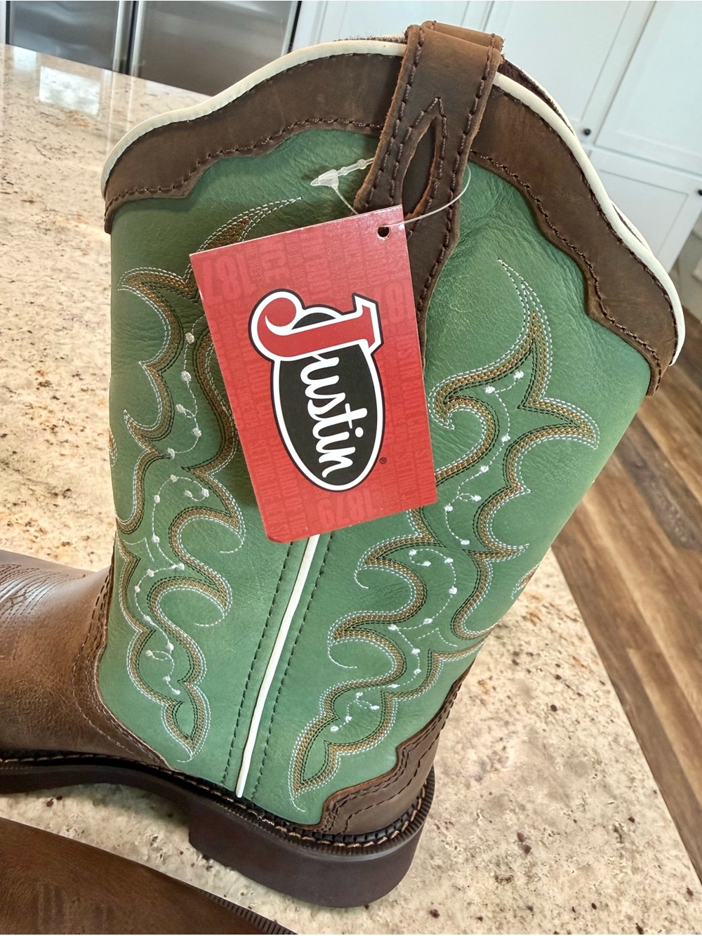 Justin Ladies Gypsy "Raya" Turquoise Water Buffalo Cowboy Boots (NWT) - Picture 8 of 16